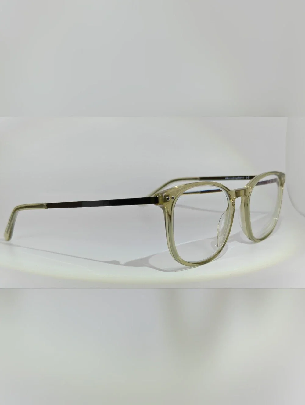 Savvy. Clear Round Olive Green Women's Eyeglass Frames.